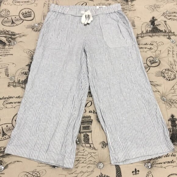 Style & Co Striped Linen Cropped Pants - Picture 4 of 10